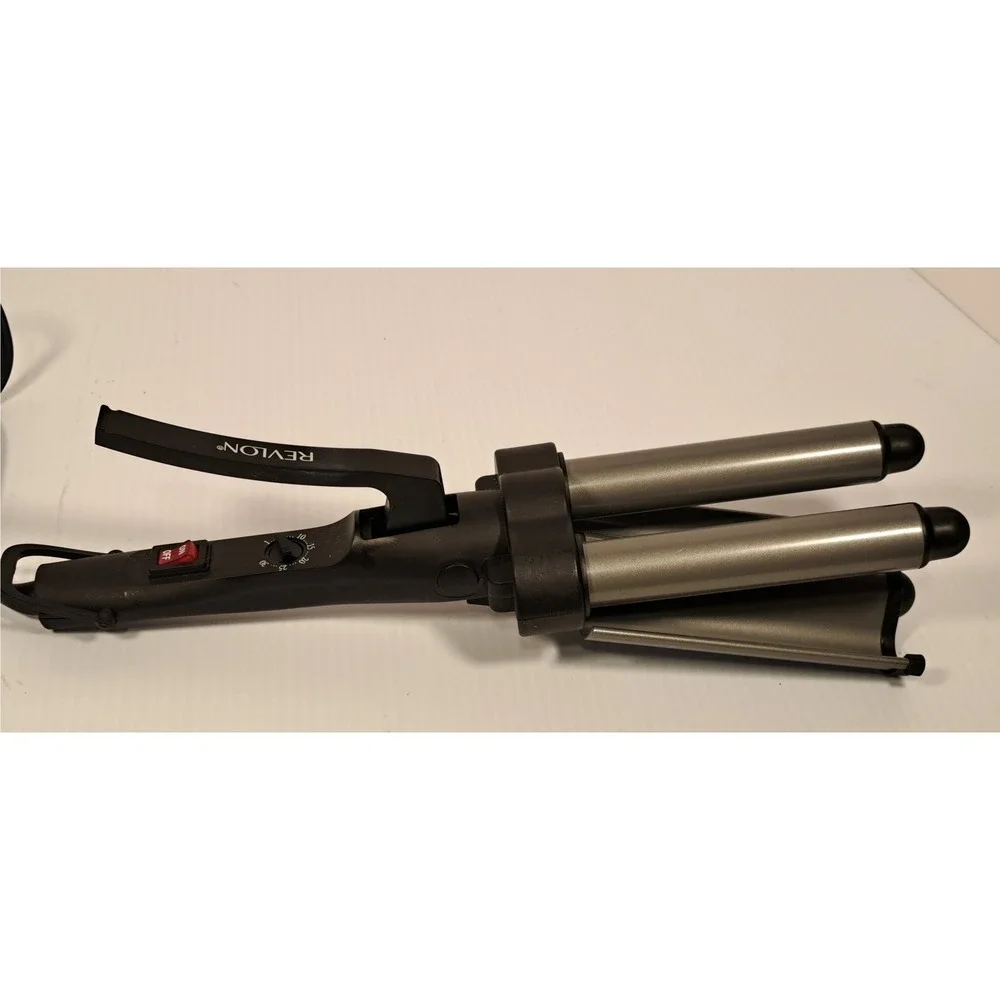 Revlon RV084 Three Barrel Jumbo Ceramic Hair Waver Black Silver Deep Waves